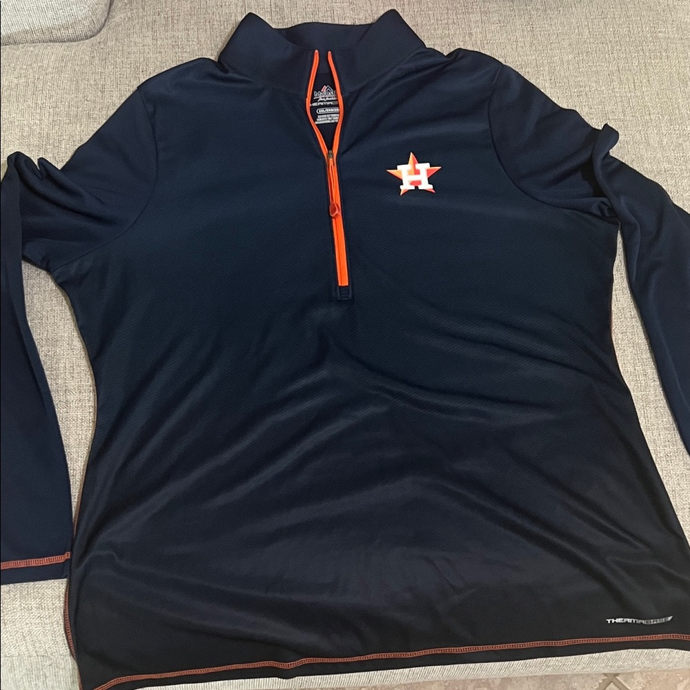 Majestic XXL Thermabase Navy and Orange Quarter-Zip Pullover